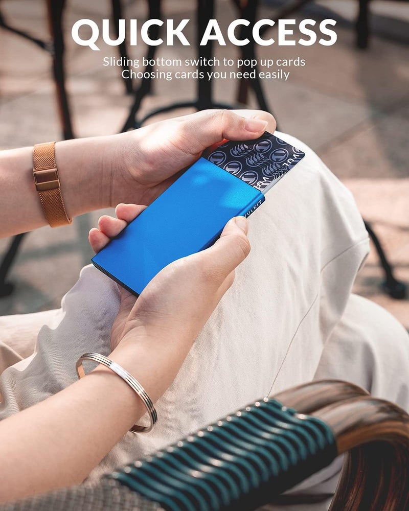 VULKIT Minimalist Credit Card Holder Pop Up Cards RFID Protection Slim Metal Wallet - Image 1